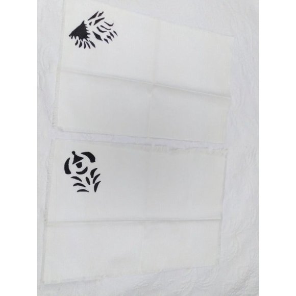 Unique Tribal? ink print rough edged dining napkins 14.5" by 10" set of 8 - Picture 9 of 12